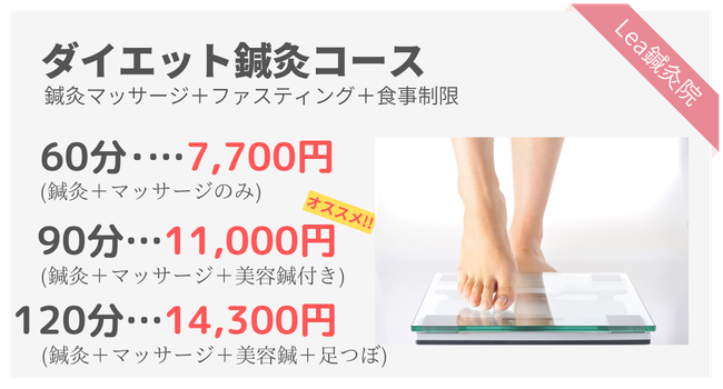 ダイエット鍼灸コースの料金と詳細
